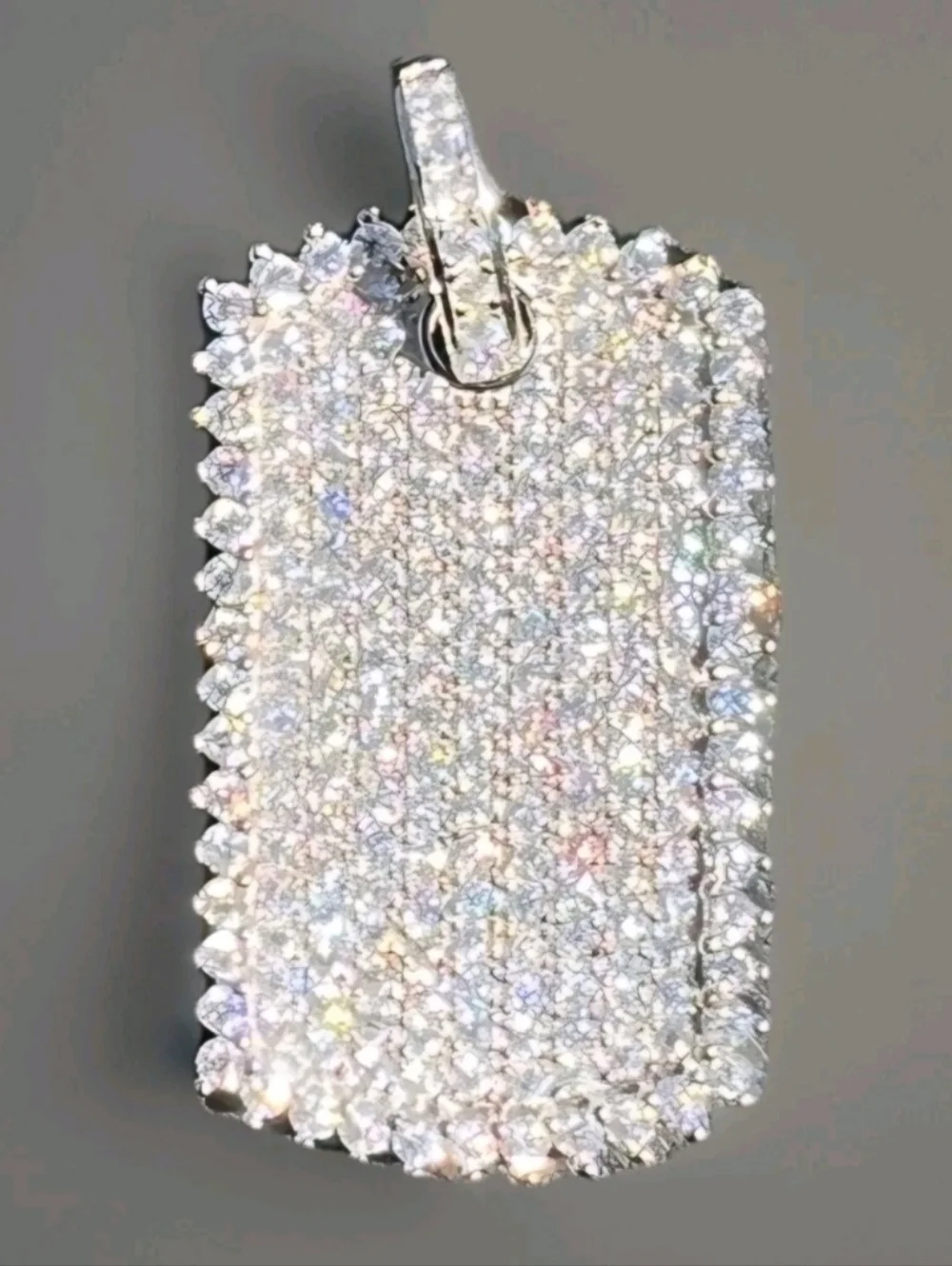 Iced Out MOISSANITE Solid 925 Silver Dog Tag Iced Hip Hop Pendant NEW